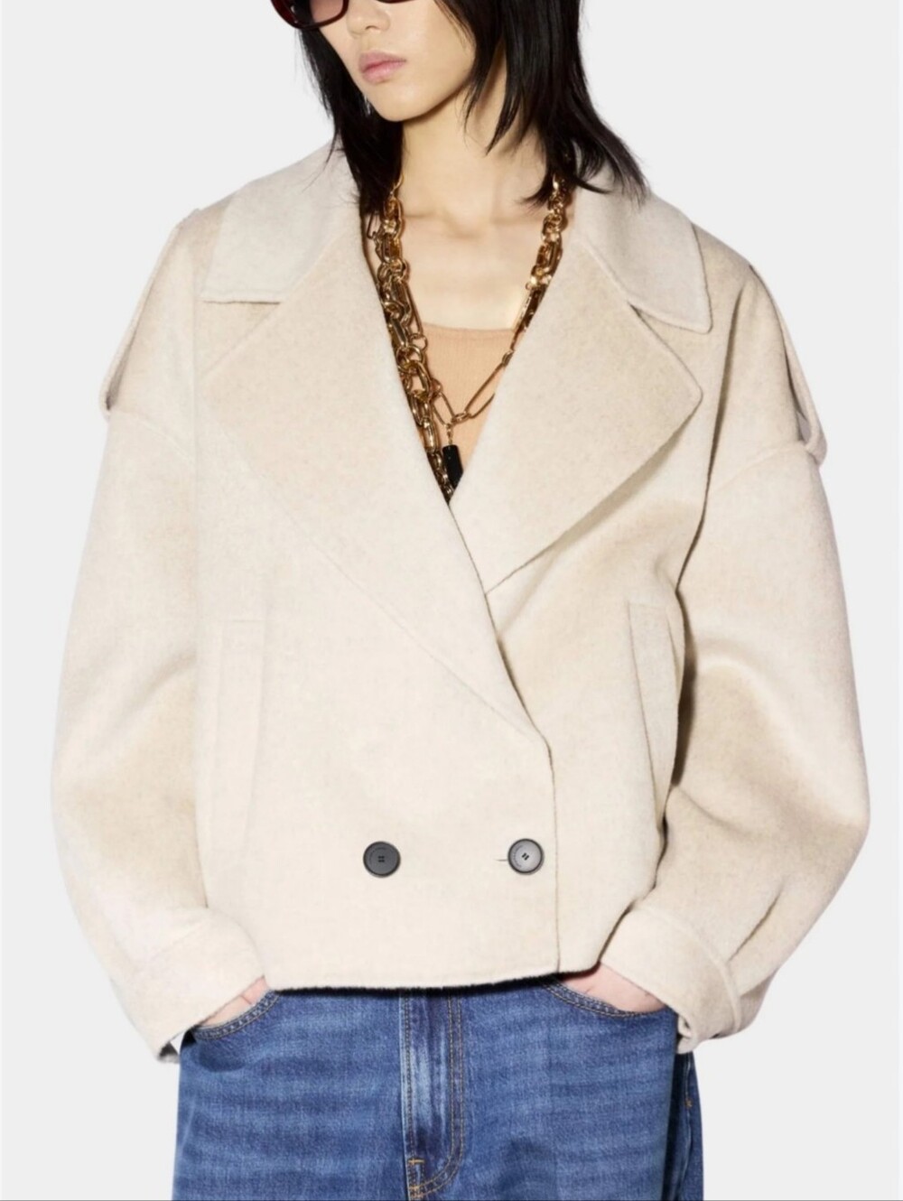 Orange Desire Trendy Cropped Double-Breasted Jacket - Size Small